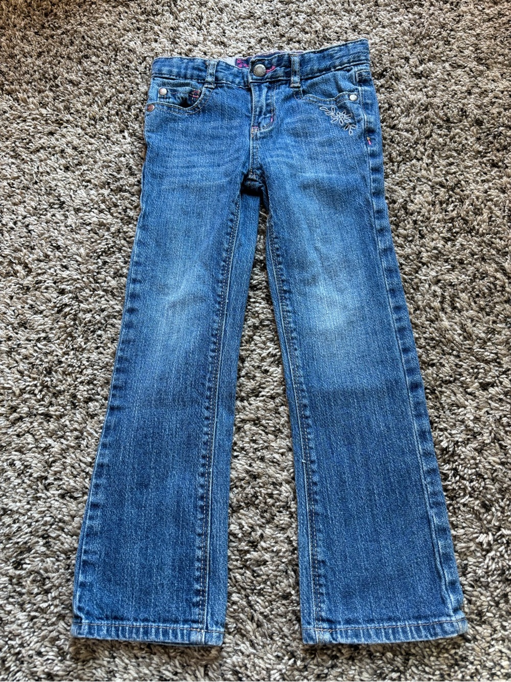 OshKosh B'gosh Girls' Blue Flare Jeans with Embroidered Detail circa 2012